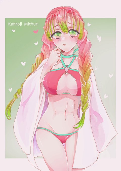 鮎川さんがTwitterに投稿した甘露寺蜜璃(鬼滅の刃)のイラスト。