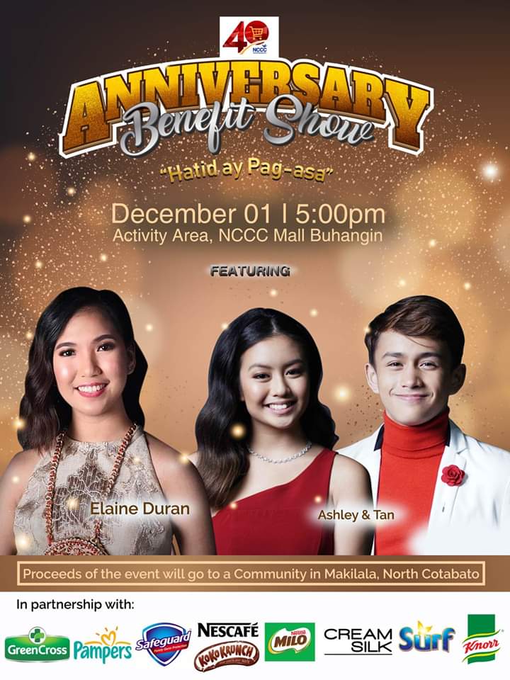 AshleyGlobalOFC's tweet photo. SHOW FOR A CAUSE! Catch Ashley Del Mundo, Tan Roncal and Elaine Duran on DECEMBER 01 at NCCC MALL BUHANGIN. 

@ashdlmundo | Ashley Del Mundo https://t.co/DBfKn6UibF