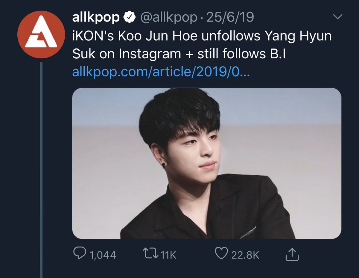 Credits where credits are due. Junhoe paved the way when he unf YG the moment he resigned, but not hanbin. He also liked this OT7 comment under a song he posted some time later