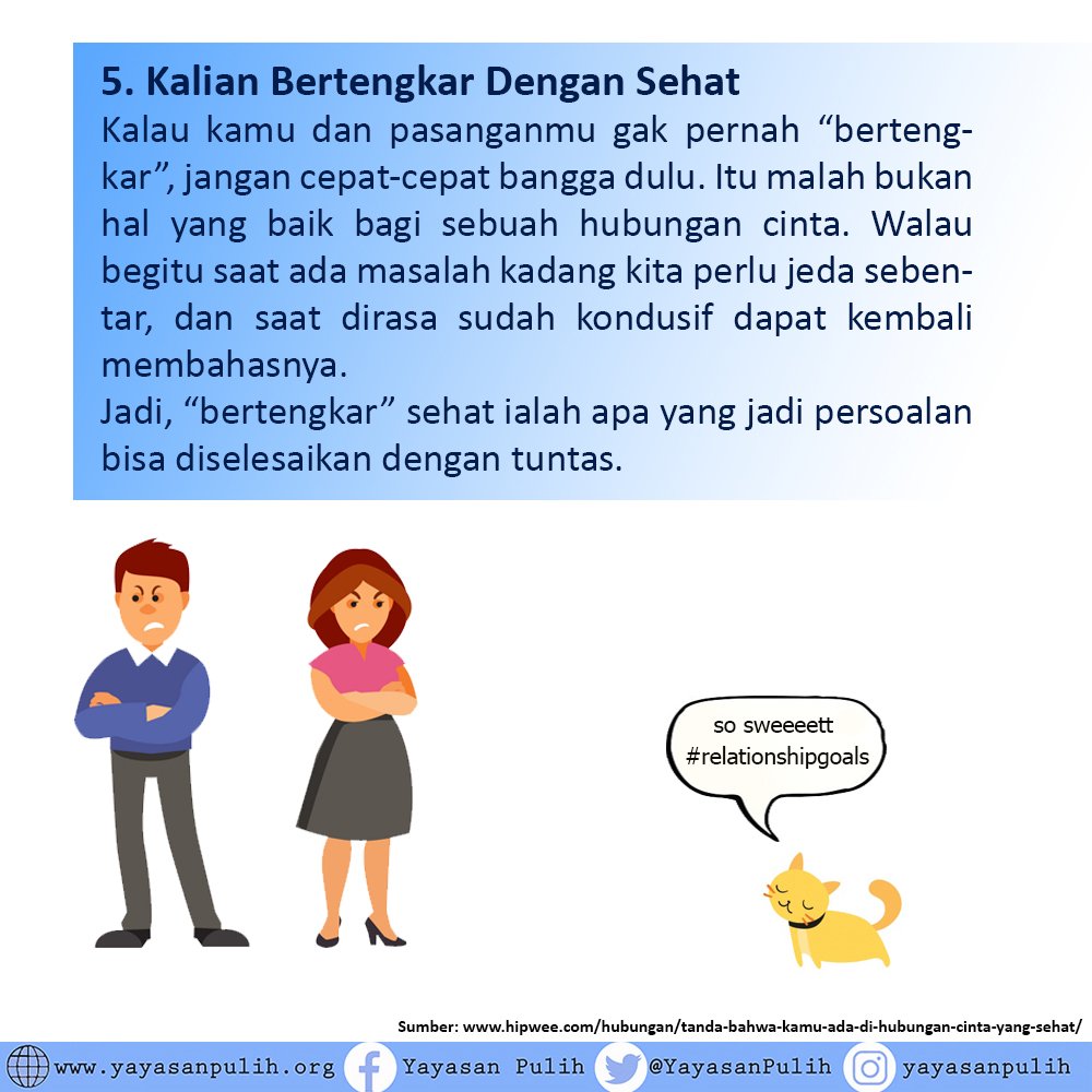 Halo sahabat Pulih, ini adalah postingan part-1 yang membahas tanda kalau hubungan cinta kamu sehat.