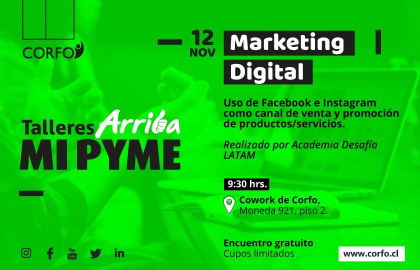 PabloterrazasL's tweet photo. La Feria #ArribaMiPyme fue un éxito y desde @Corfo queremos seguir avanzando. A partir de mañana, todos los martes y jueves de nov. y dic. realizaremos talleres gratuitos de capacitación para apoyar Pymes y emprendedores en emergencia. Inscríbete aquí ➡️https://t.co/D7i3SvCvY4 https://t.co/cYnx9N2lOQ
