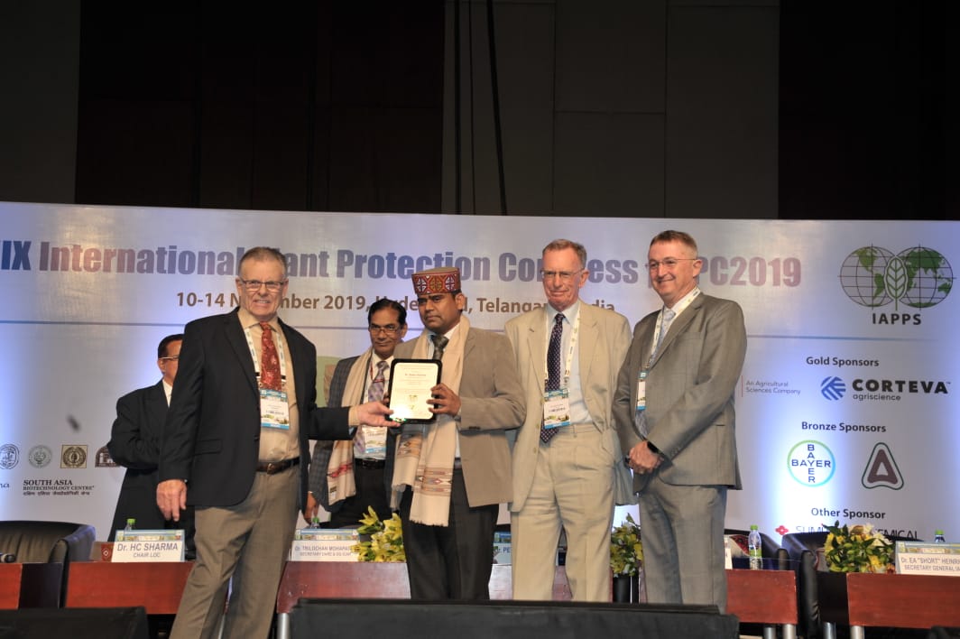 Jabajagdish's tweet photo. Dr Rajan Sharma,Principal Scientist-Pathology &amp; Head- Plant Quarantine receiving the ‘Award for Scientific Achievements for the year 2019 by International Association of the Plant Protection Sciences (IAPPS)@Ippc2019 Hyderabad @ICRISAT @GLDC_CGIAR @ippcnews https://t.co/zwCVWsOYsq
