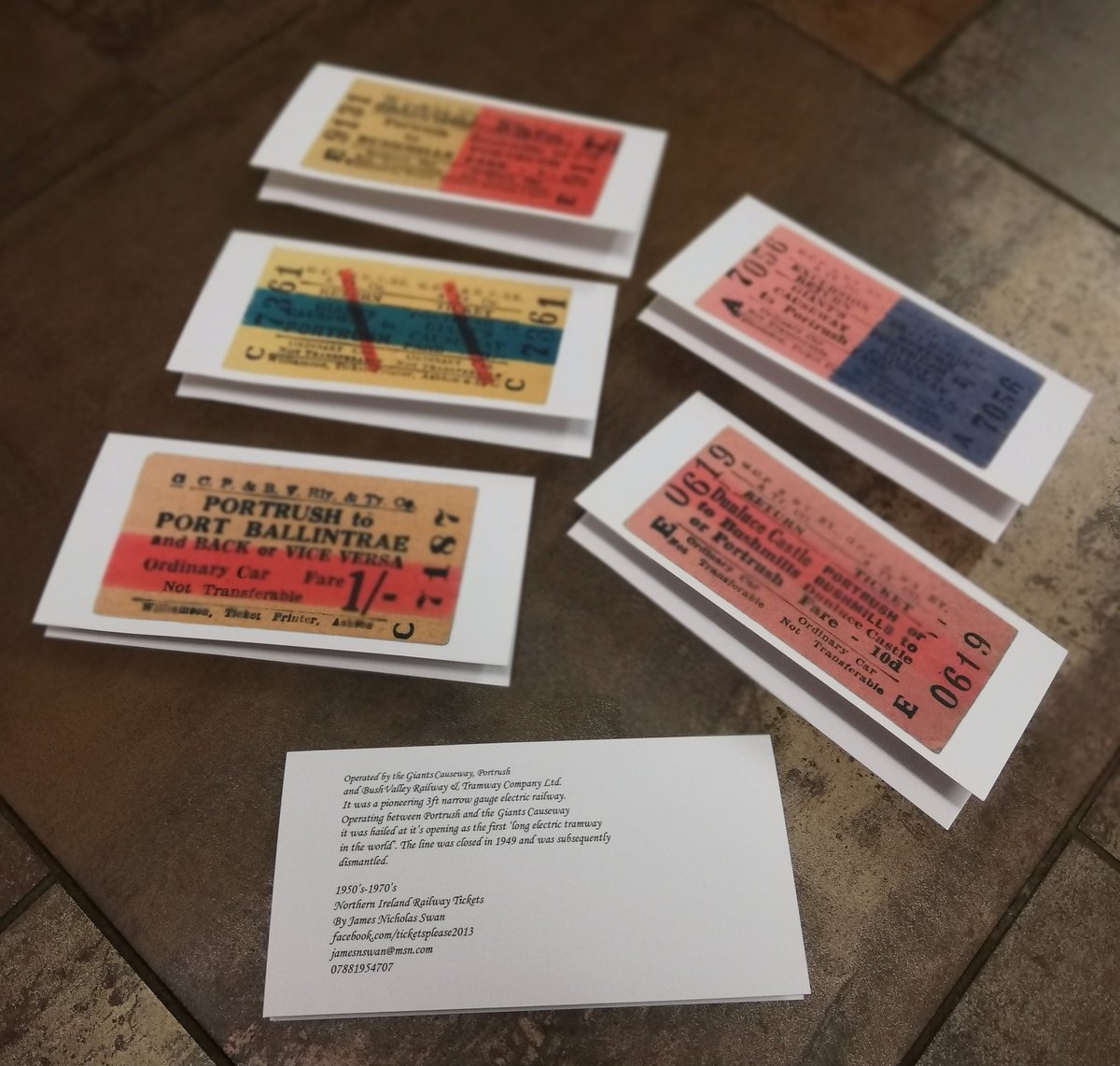 TICKETSPLEASE14's tweet photo. *Greetings Cards *
The Gaints Causeway
Portrush, Bush Valley Railway &amp; Tramway. 

It was hailed at its opening as “the first long electric tramway in the world”. Opened in Bushmills in 1883 &amp; closed in 1949. PM for pricing &amp; stockists
@NationalTrustNI
#ticketspleaseni https://t.co/pZCXdM9UZP
