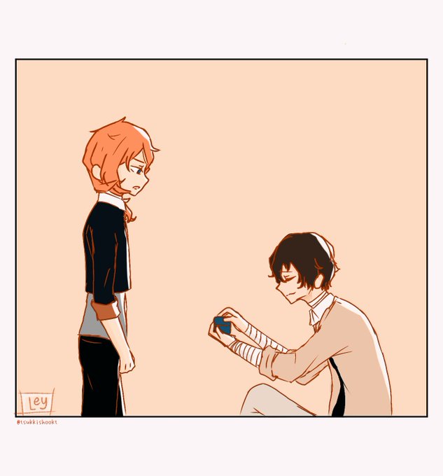 i was feeling cheesy romantic for some dazai and chuuya but then i changed my mind

// run dazai, run!! // 