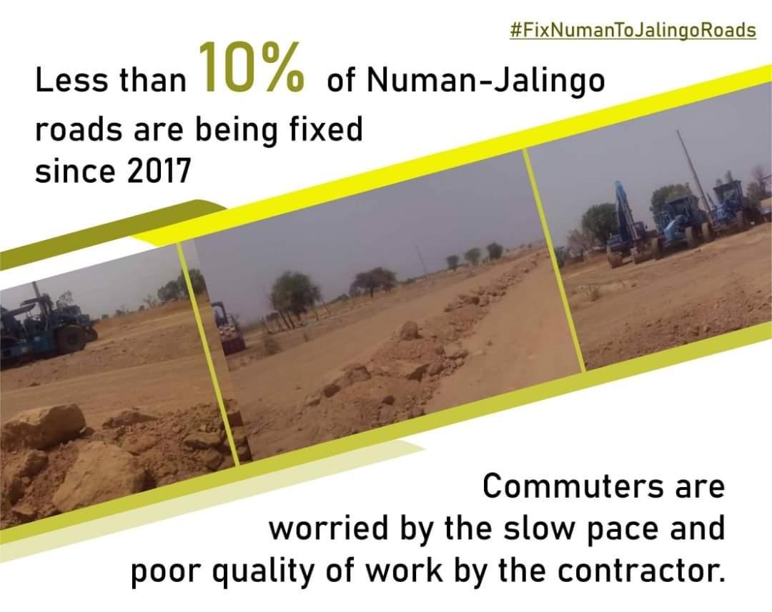 AyodeleSamuel9's tweet photo. A trip of  103km now takes  4 and half hours due to bad roads, we are calling for the attention of federal government to fix the road in its on going Nationwide Road Maintenance Programme. @tundefashola
@FRSCNigeria #FGAtWork... #PmbAtWork #FixNumanToJalingoRoads https://t.co/gMvcJ6U5E9