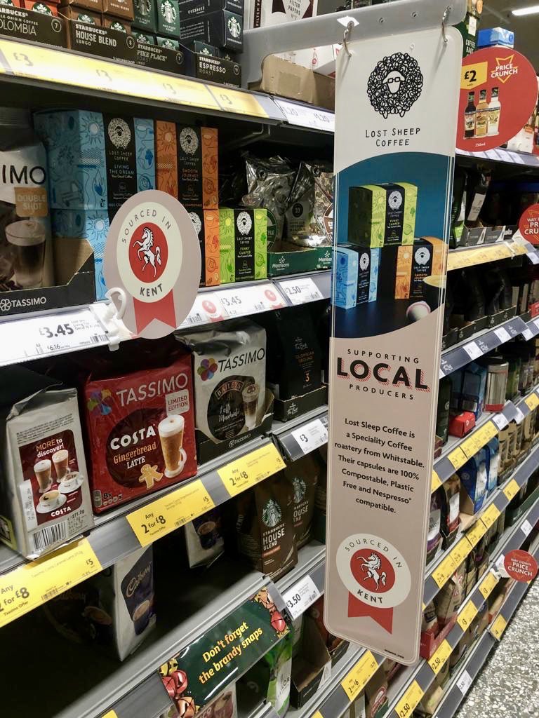 SPOTTED Lost Sheep Coffee  <a href="/morrisons/">Morrisons</a> Folkestone! 
.
We had to stop by and check out our capsules in all their glory on the shelf didn’t we 🙌🏻🐑☕️
.
Grade 1 Speciality Coffee, Plastic Free, 100% Compostable and now in a new supermarket friendly box
.
#lostsheepcoffee #folkestone