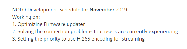 NOLODevMonthly Sharing development schedule for November 2019! Check it out also at our forum (bit.ly/2ry0YYg). Let us know your thoughts!