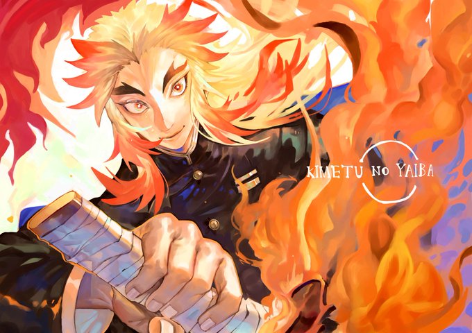 RainさんがTwitterに投稿した煉獄杏寿郎(鬼滅の刃)のイラスト。