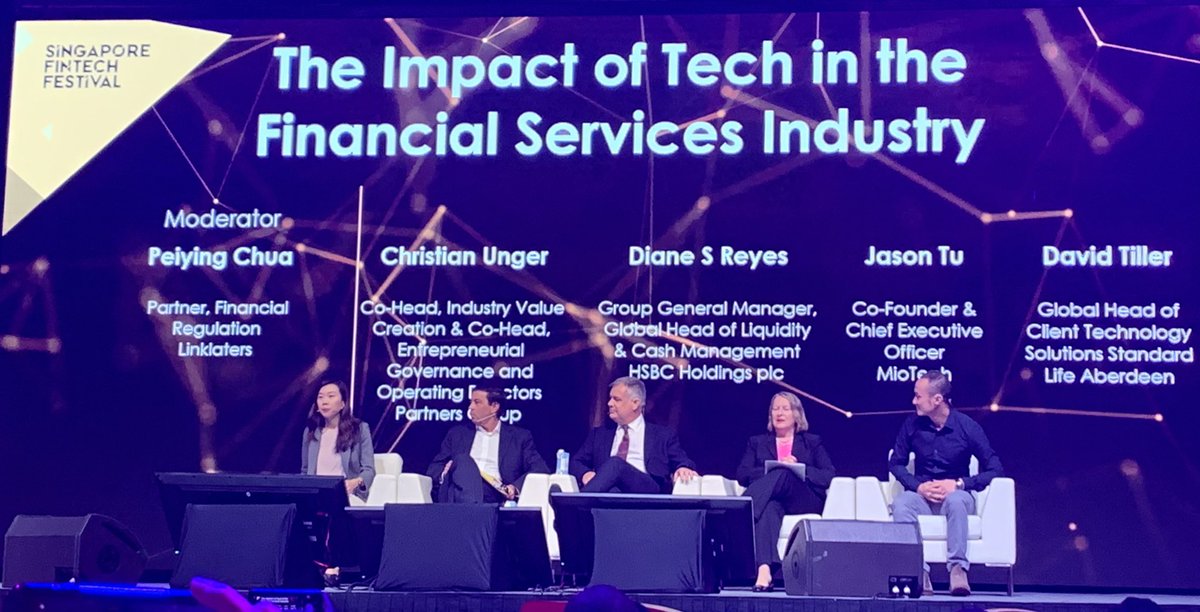 hsianglow's tweet photo. Peiying Chua from @LinklatersLLP is moderating a panel to explore technology trends in financial services at #sff2019. Good to hear about the way different organisations are taking advantage of technology, and the benefits and challenges involved. https://t.co/FKD63b4MT5