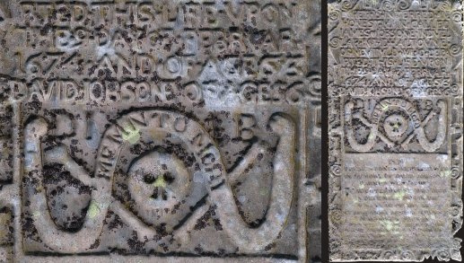 kjlymer's tweet photo. #Mementomori skull and crossbones slab covering Jobson family plot in the graveyard of Newtyle Church, Newtyle, Angus, Scotland. Grave dates to the 17th century with later additions.
View #photogrammetry at https://t.co/2XKNHaE7Kq
#MementoMoriMonday @Nos_Morituri #conquerorworm https://t.co/yCFRJ6P2Ad