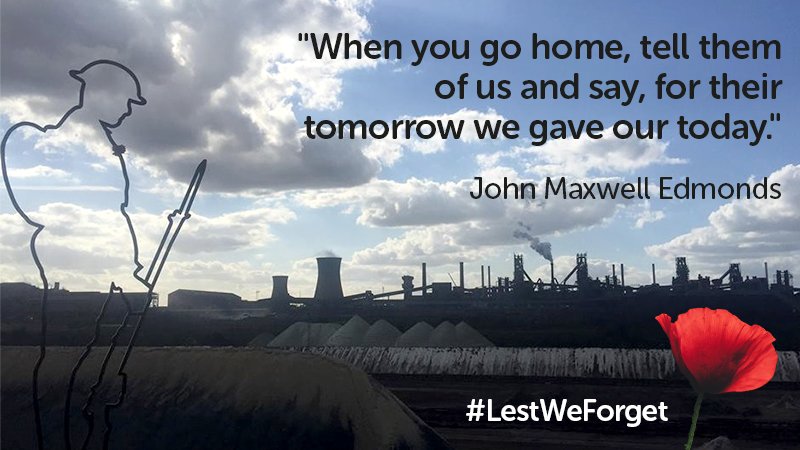 BritishSteelUK's tweet photo. At 11am today we’ll be observing a 2-minute silence as we mark Armistice Day. We thank and remember our fallen, honouring the memory of those who sacrificed themselves to protect our freedom. #LestWeForget https://t.co/oDxf2tMXXN