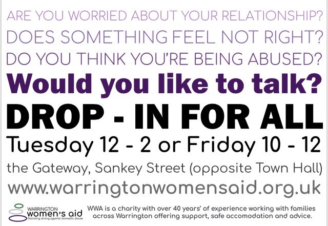 Just a reminder, our #dropin advice service runs every Tuesday 12pm - 2pm and every Friday 10am - 12pm at #theGateway in #Warrington which is opposite the town hall. Please come and see our lovely special trained staff. #warringtonwomensaid #domesticabuse