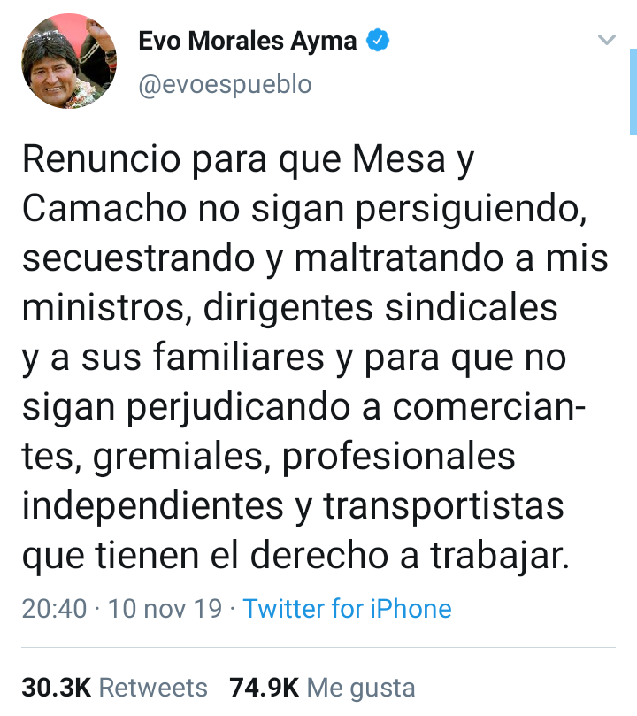 eldestape_radio's tweet photo. Buendía familia de #HabráConsecuencias

¿Qué opinan del golpe de Estado en Bolivia en pleno siglo XXI?

Hoy tenemos un programa plenamente dedicado a esta violación de la democracia
Y por si quedan dudas, nos solidarizamos con @evoespueblo ✊🏼

📻 Escucha https://t.co/da14gj9zrW https://t.co/qpCIP5s73j