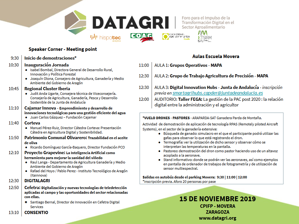 catedracorteva's tweet photo. ¡Sólo quedan 3 días para #DATAGRI2019!
🗓️Día14: asistiremos al #ForumDay
🗓️Día15: nuestro Director, @MaqETSIA, presentará la Cátedra Corteva en el #Speackcorner del #FarmDay.
Esperamos verte allí y compartir los últimos avances en #TransformaciónDigital #Agroalimentaria🚜🛰️ https://t.co/TCXhugISqC