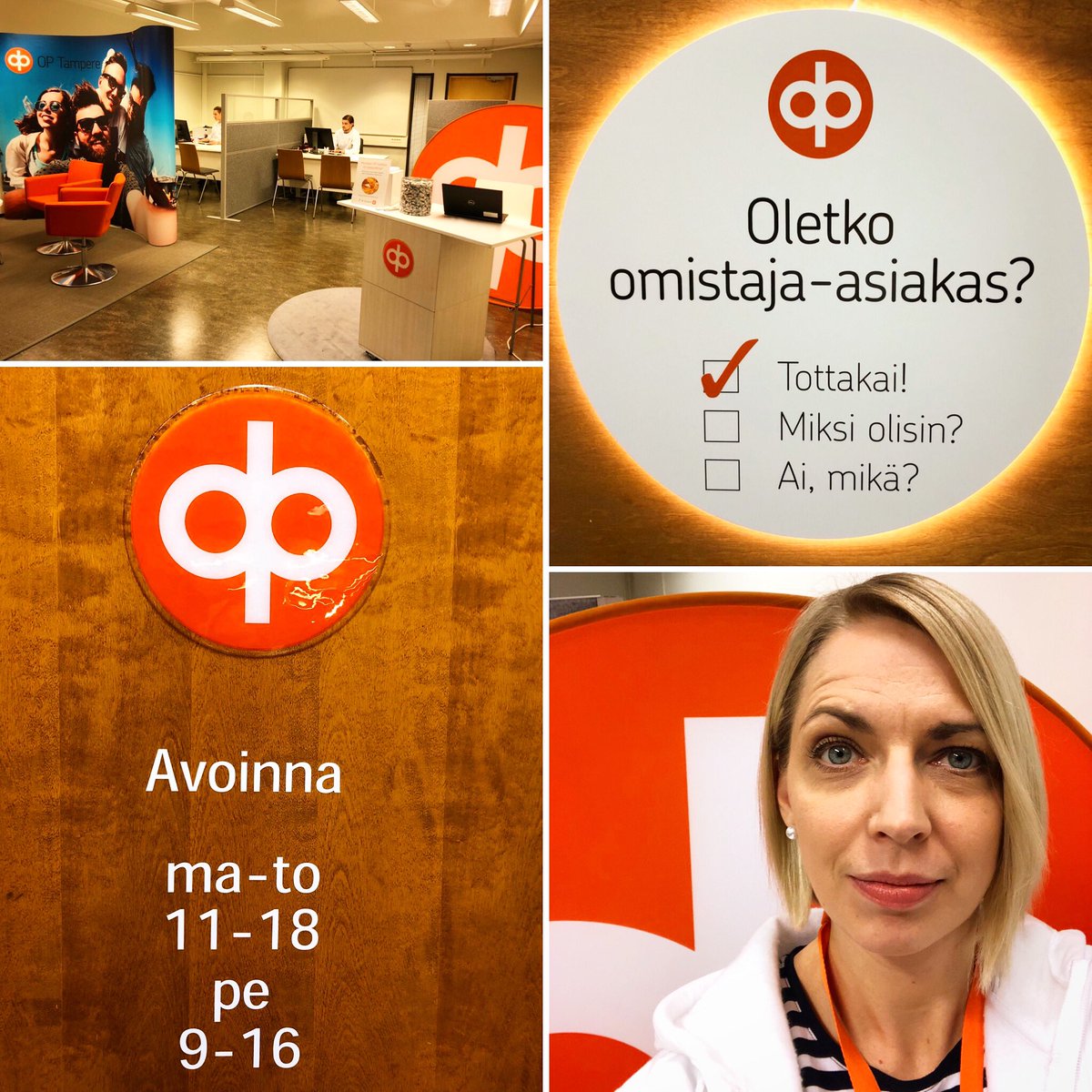 KatjaMalmberg's tweet photo. Terkkuja Hervannan kampuksen pop up -konttorista! Mut ja kumppanit tapaa täällä marraskuun ajan. Tuu poikkeamaan jutulle Tietotaloon C163-tilaan. Aina on hyvä päivittää pankki- ja vakuutusasioita 👍🏻 #OPTampere #pankkielämää https://t.co/M58HizmE4W