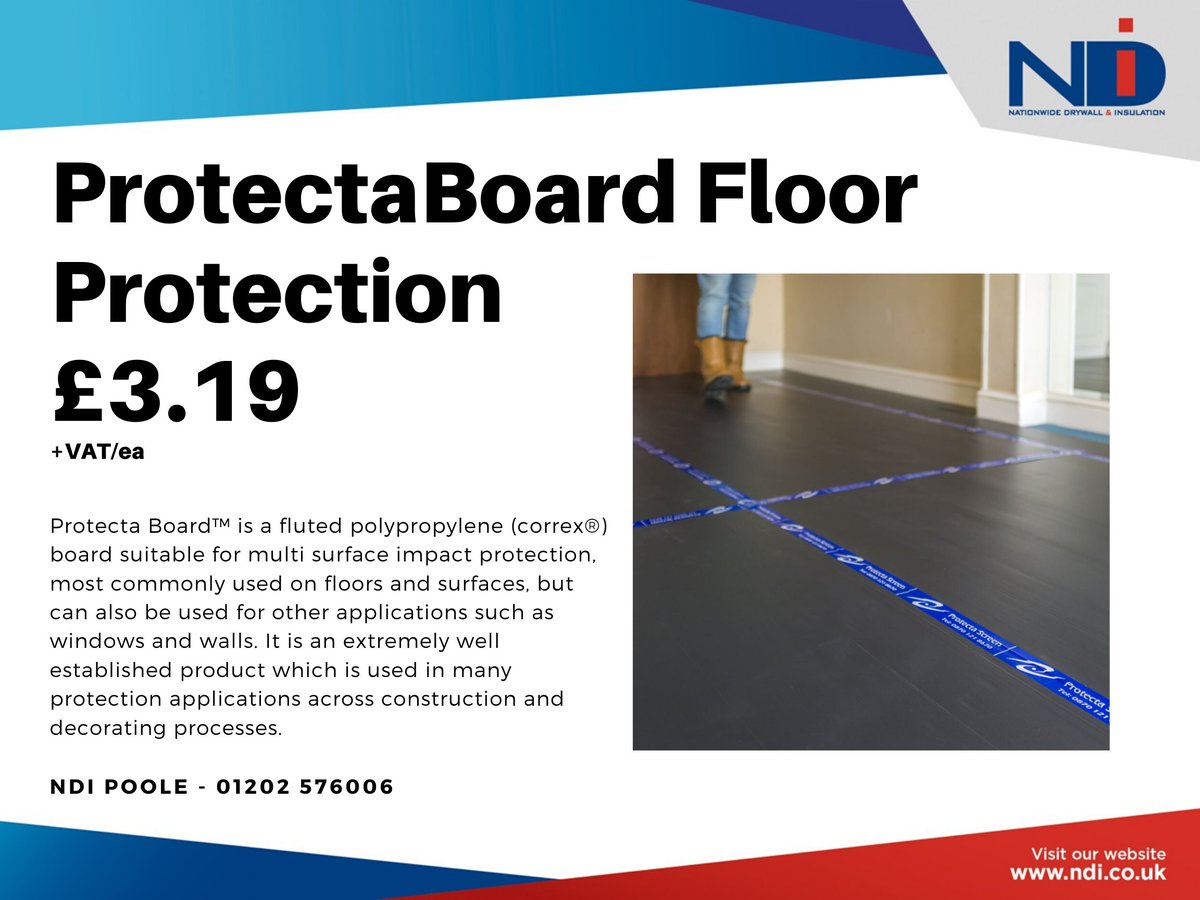 Now in stock at <a href="/NDiPoole/">NDi Poole</a> at Poole, ProtectaBoard Correx Floor protection