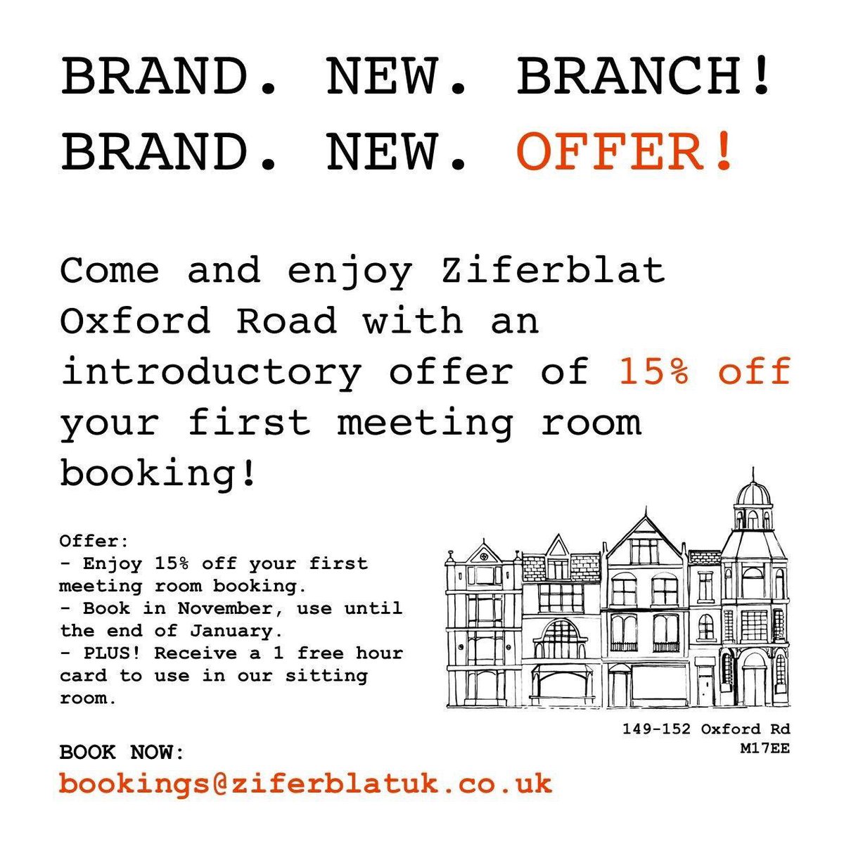 New branch
Same concept 
More meeting rooms
New offer! 

#eventsmanchester #meetingrooms #coworkingmanchester