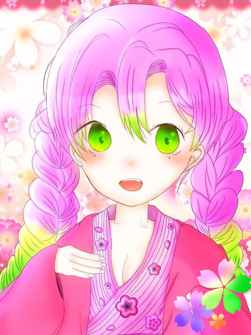✤るあむさんがTwitterに投稿した甘露寺蜜璃(鬼滅の刃)のイラスト。