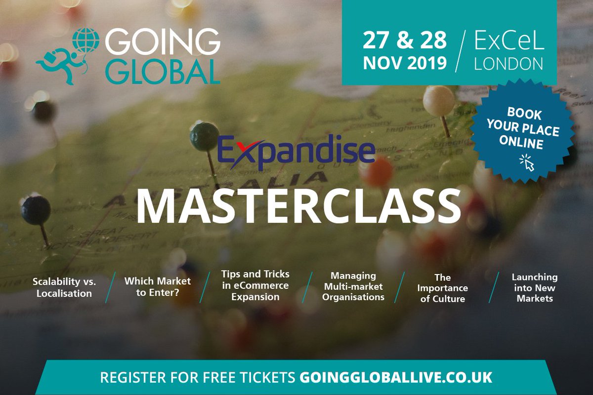 Expandise works with growth-stage companies to advance their businesses, whether they are already active in multiple markets or just starting out with expansion. 

Expandise will be hosting 6 different masterclasses at this years show!!😁

Sign up NOW   👉bit.ly/32p6ddM