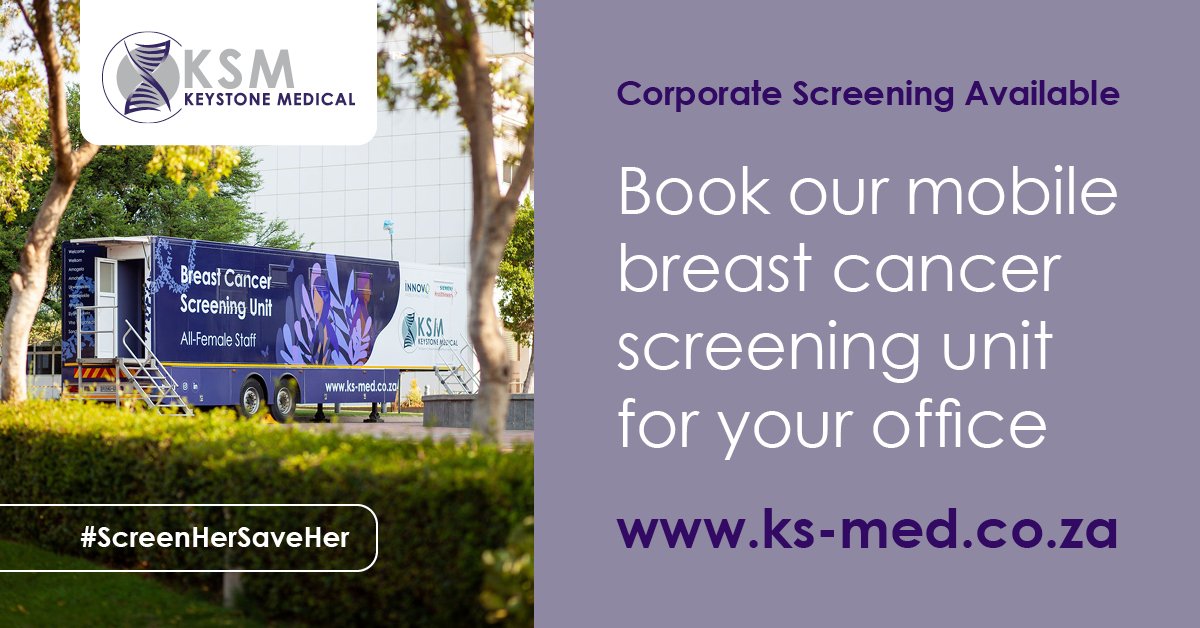 KeystoneMedSA's tweet photo. We understand that in a corporate setting, it is difficult to take time off to go for your annual #mammography screening, that is why Keystone Medical brings the Mobile Mammography Unit to your offices.

012 543 0034 | info@ks.med.co.za

Join the #ScreenHerSaveHer movement https://t.co/mVF2Vwppf9