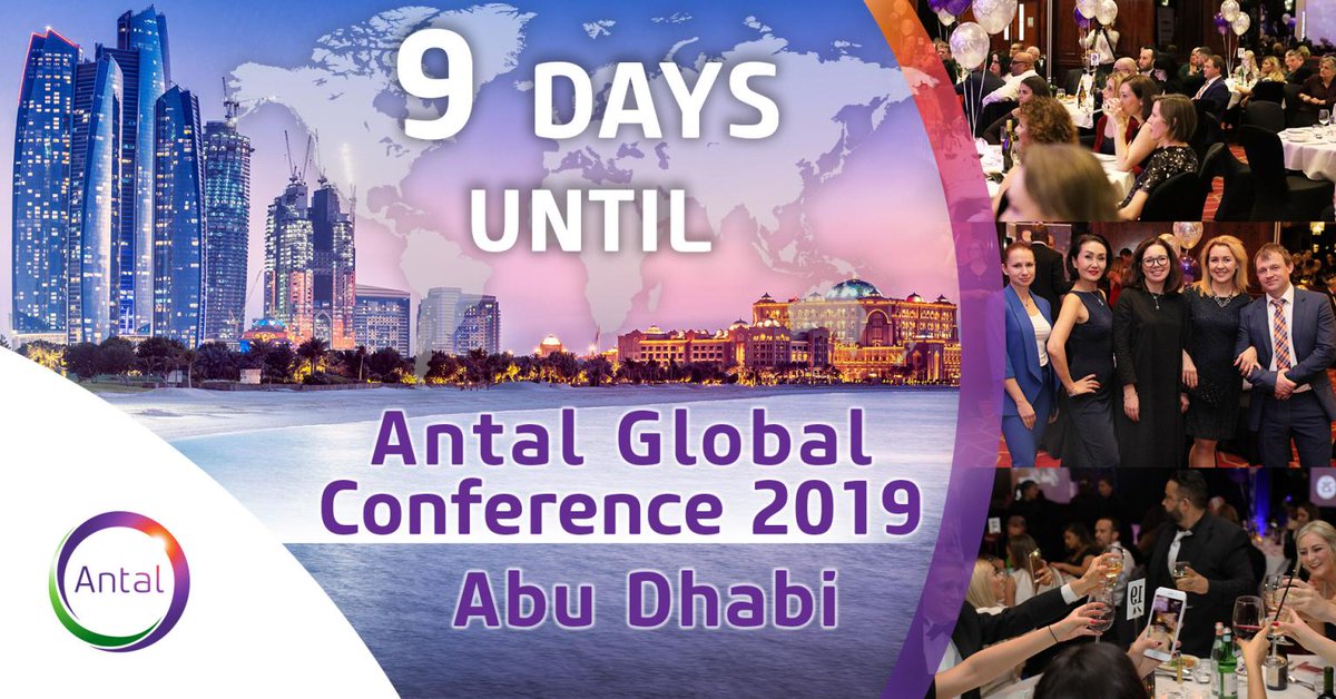 9 Days to our annual Antal Global Conference starting on 20/11/2019 - this year in Abu Dhabi - where our offices &amp; colleagues worldwide will gather to discuss, learn &amp; celebrate. We are also hosting a Discovery Event for industry experts and entrepreneur…
