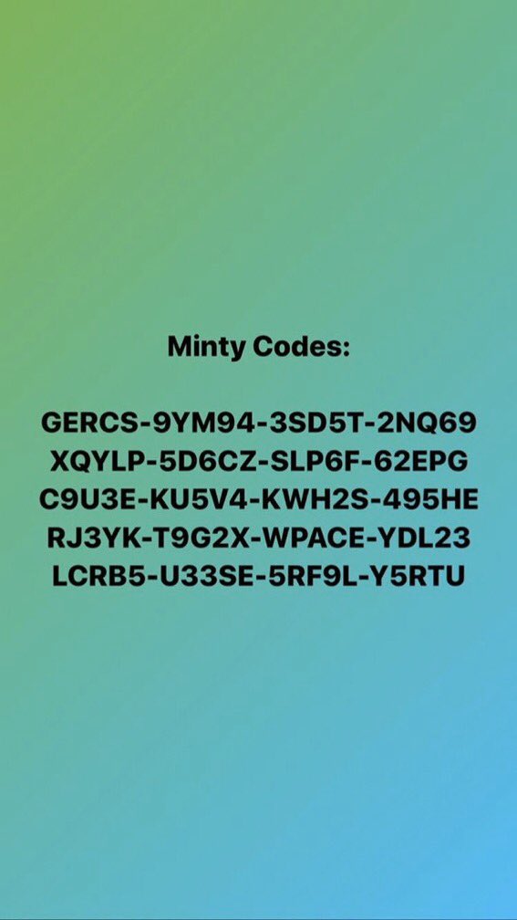 EinfachSel's tweet photo. Free Minty Codes Follow me for more ! Every day Codes ! https://t.co/Yu5uAC2mYr