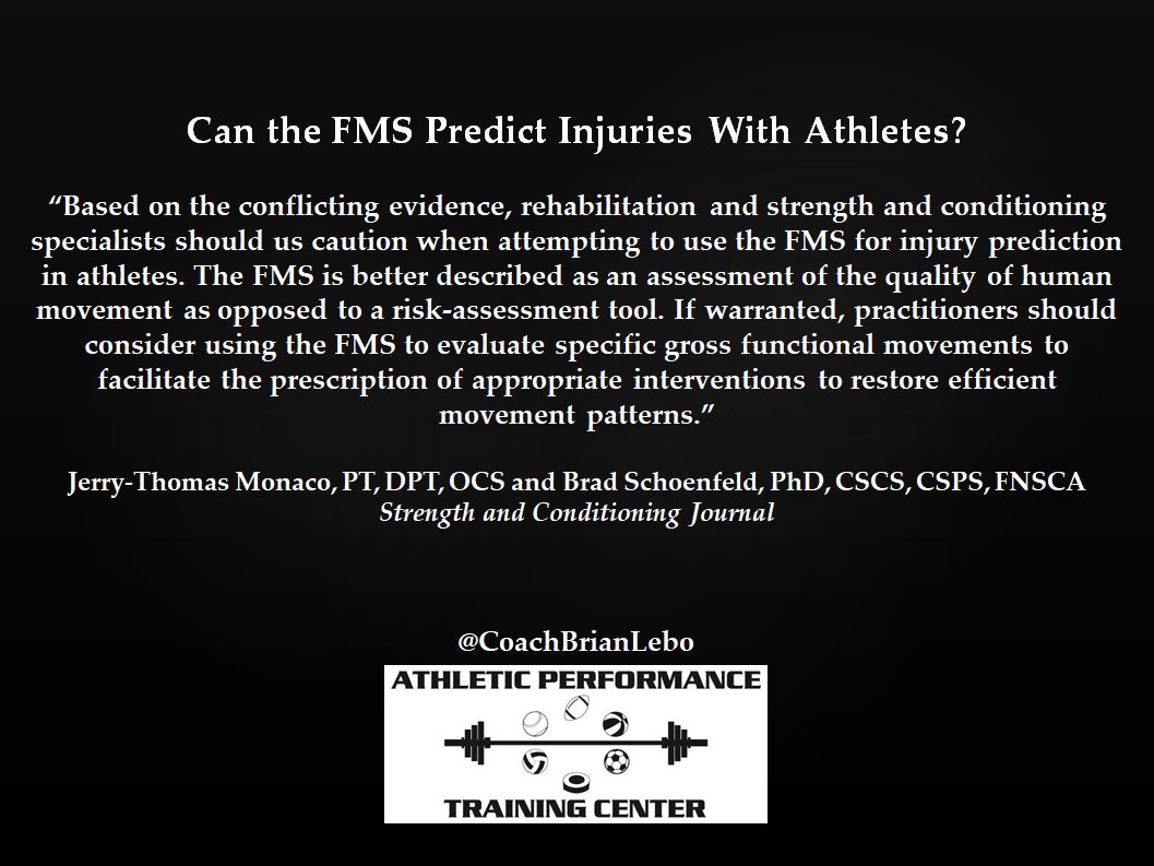Functional Movement Screening (FMS) and Injury Prediction # ...