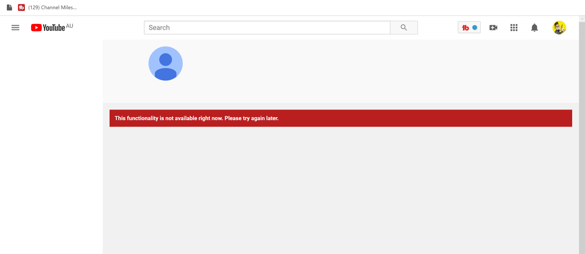 BeanieDraws's tweet photo. The screen that gives creators heart attacks #YouTubeDOWN https://t.co/YtoHXqMihM