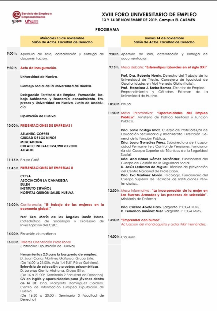 EstrellaGualda's tweet photo. Un privilegio para @UniHuelva @empleo_uhu contar con Mª Angeles Durán (Prof. de investigación ad honorem del #CSIC, Premio Nacional en Sociología y C. Política (2018) en el #ForoEmpleoUHU #SOIPEA hablando este miércoles de "El trabajo de las mujeres en economía global" https://t.co/h2BMf6tKBX