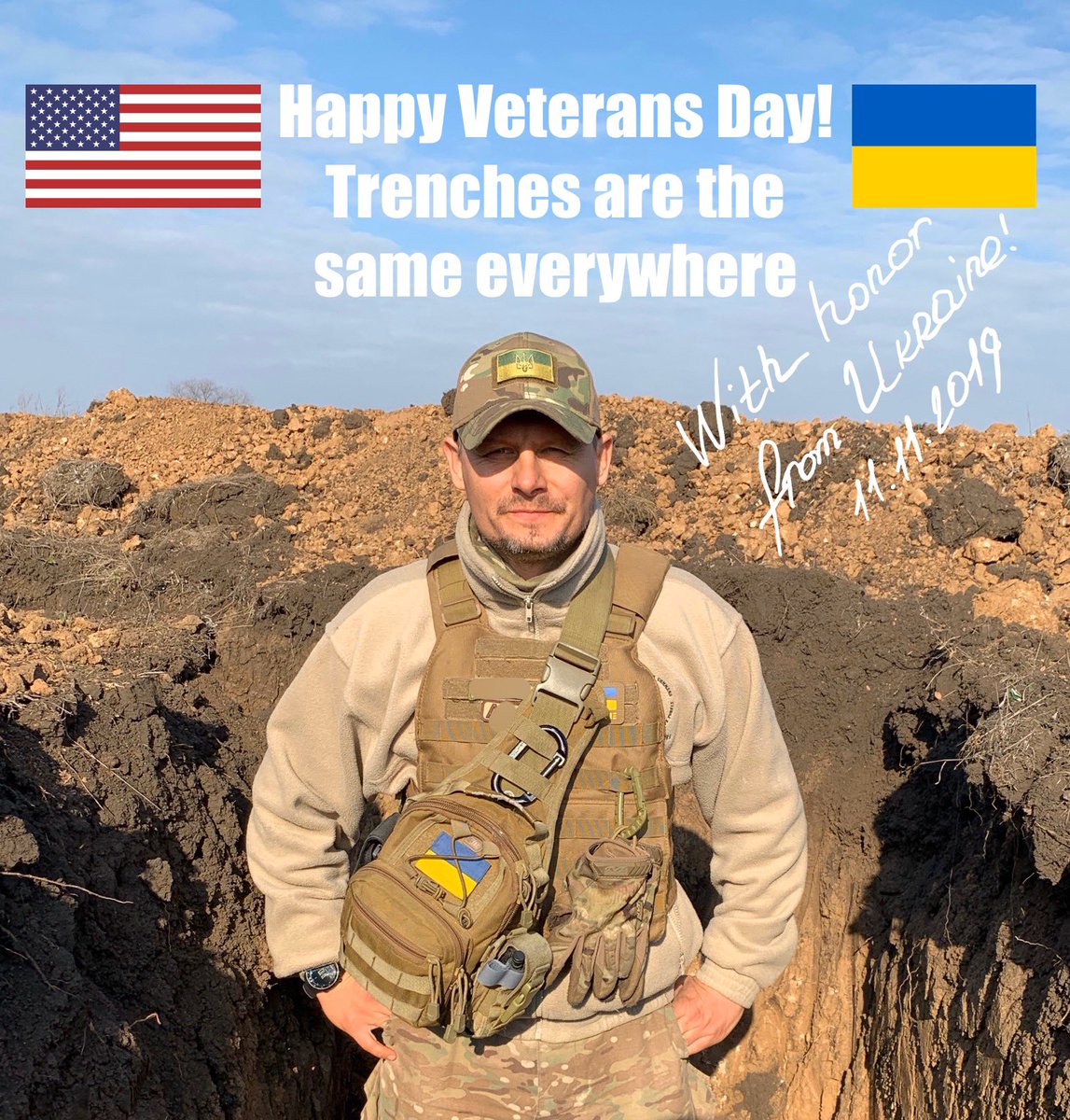 RMashovets's tweet photo. TRENCHES ARE THE SAME EVERYWHERE 
Congratulations to my American colleagues on Veterans Day!

Thank you for supporting Ukraine in this difficult time. Together we will win!  
Just go forward! 🔱🇺🇦🇺🇸 https://t.co/UcbHwbc9e9