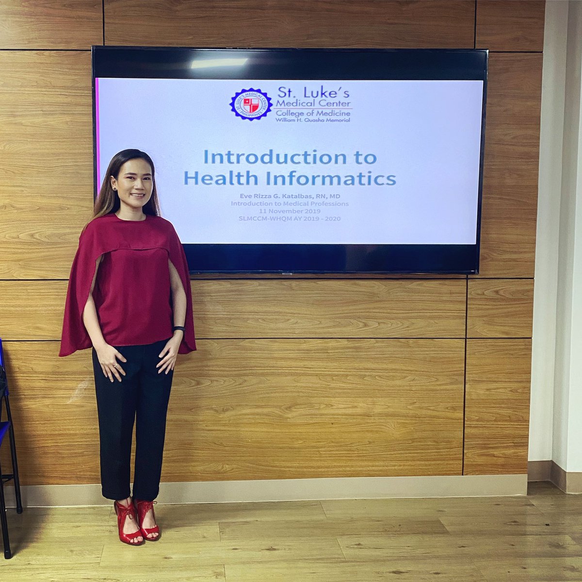 evekatalbasmd's tweet photo. it’s official! i’m now a guest faculty at my alma mater, st. luke’s medical center college of medicine. delivered my lecture in the introduction to medical professions (IMP) subject on health informatics. ❤️ #slmccm #lukan #HI https://t.co/SKTjZb1BPV