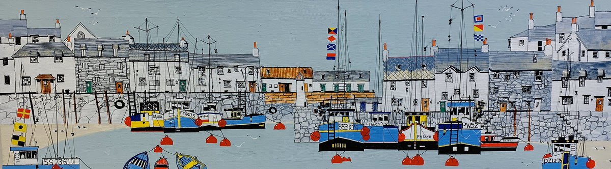 A cornish village mixed media. By Ian Kesterton Beautiful painting showin at the RTWAS winter exhibition opens this saturday   <a href="/RTWAS6/">RTWAS</a>  #art #painting #TunbridgeWells #pantiles #tunbridgewellslife  #gallery #kent #cornwall #art f