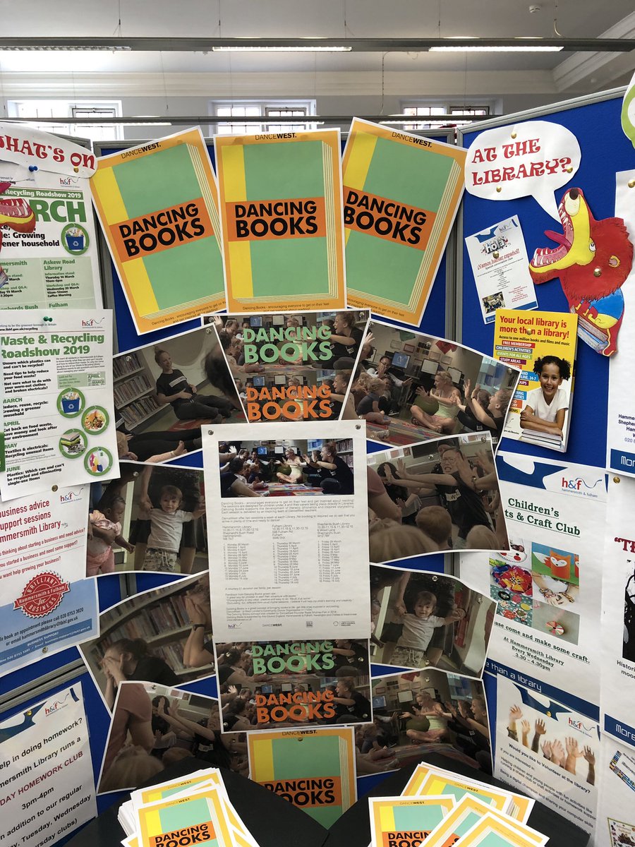 DanceWest1's tweet photo. Next up! @LBHFLibraries @LBHF for #DancingBooks supported by @ace__london #danceforall #keepitcommunity #HammersmithDance #HammersmithFamilies https://t.co/CPKdTjogKu