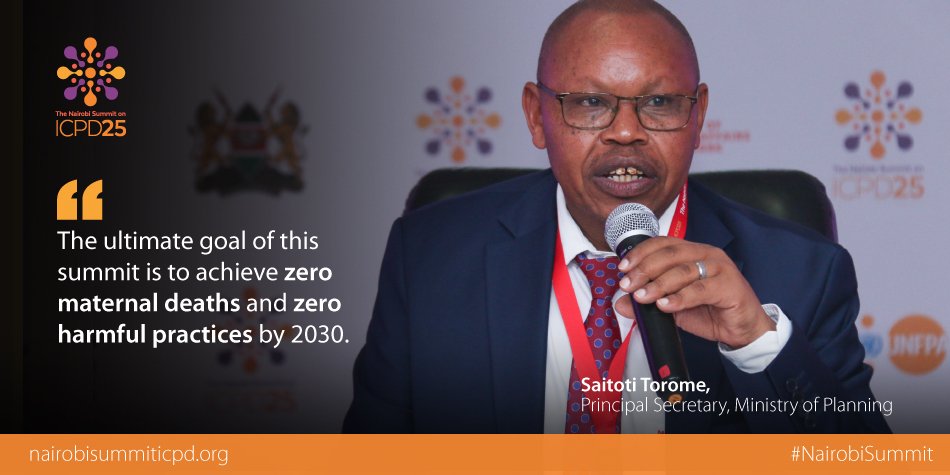 ICPDHub's tweet photo. At today's press conference ahead of the #NairobiSummit, Principal Secretary Saitoti Torome @Planning_Ke reminds us that our ultimate goal is to protect #humanrights and save women's lives.

@NCPD_Kenya @KeTreasury @KenyaMissionUN 

#StandUp4HumanRights #ICPD25 https://t.co/NQzWKoyrAa
