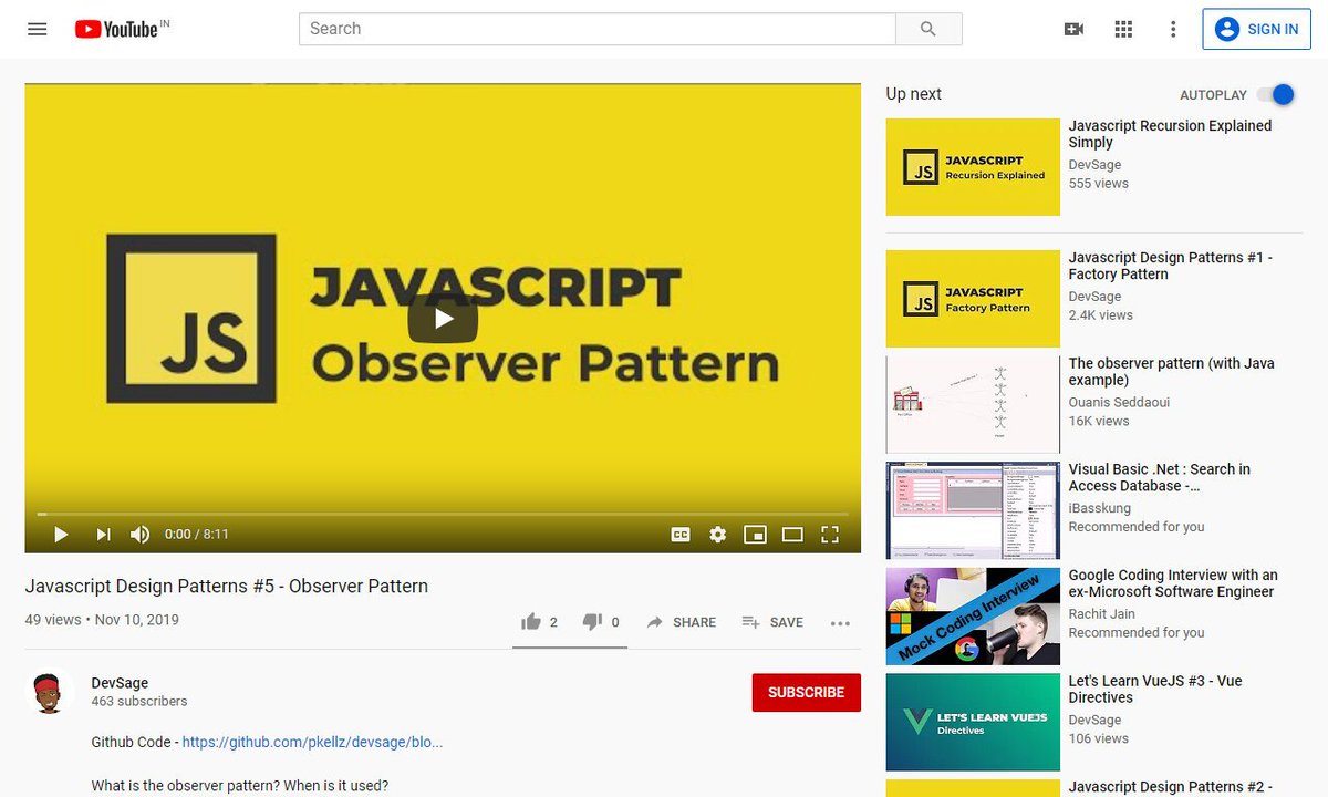 Devcide1's tweet image. Javascript Design Patterns #5 - Observer Pattern
#interactivetranscript #javascriptdesignpatterns #video #observerpattern #please #development
via youtube.com
☛ youtube.com/watch?v=45TeJE…
