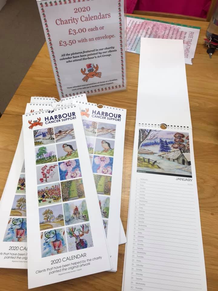 Charity 2020 Calendars on Sale <a href="/harbourcancer/">harbourcancersupport</a> centre. Calendars have pictures in that our art group have produced £3.00 each