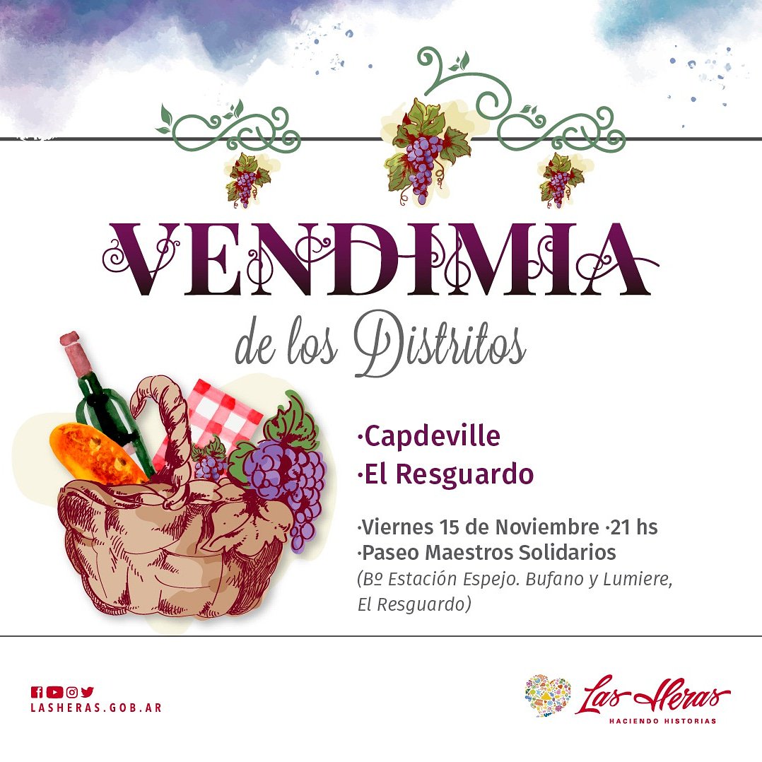 lasherasmza's tweet photo. #VendimiaDeLosDistritos 🍇 Este viernes abrimos la temporada vendimial en el nuevo Paseo Maestros Solidarios del B° Estación Espejo ⭐ Con la danza de nuestro #BalletEstable y la música de #JakeMate, elegimos a las reinas de #Capdeville y #ElResguardo
Te esperamos‼️ https://t.co/oDfvgdWGPX