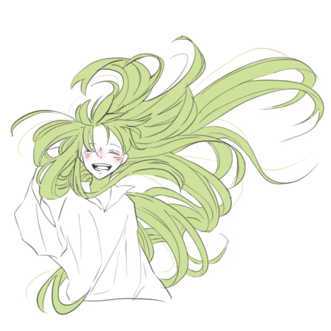 #バビロニア#FGO#FGO_ep7 エルキドゥみたいな長髪キャラの髪は暴れさせたくなる 