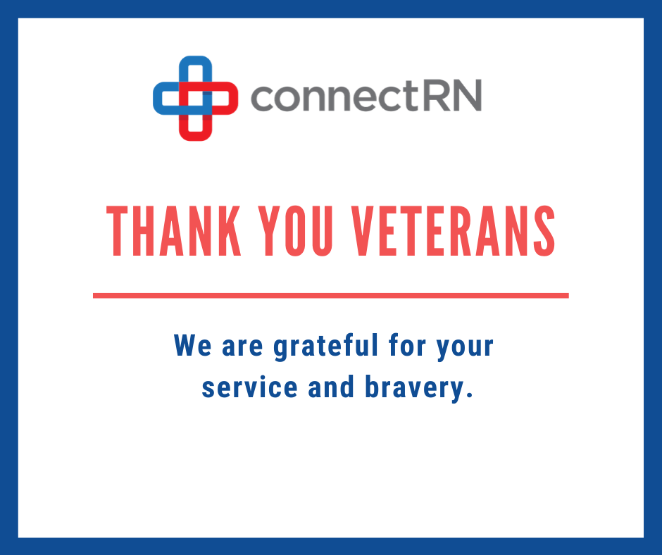 connectrnapp's tweet photo. Happy Veteran's Day to our all our nation's veterans and a special thank you to our connectRN clinicians who have served! We are grateful for your bravery and service. #connectrn #homeofthebrave #veteransday https://t.co/XgdQajYk2E