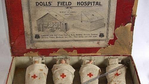 CuriosMuseum's tweet photo. World War 2 era Dolls' Field Hospital. https://t.co/MlgGDKF3vz