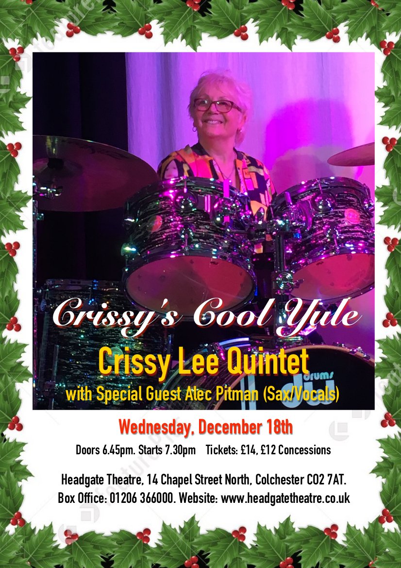 HeadgateJ's tweet photo. Christmas cheer heading to Headgate Jazz at the @HeadgateTheatre on Wednesday, December 18th, courtesy of Crissy Lee Quintet, with Special Guest, talented saxman/singer Alec Pitman + Sam Edwards (Keys), Simon Hurley (Guitar), Bernie Hodgkins (Basses).  https://t.co/IKYLY1Gz5c https://t.co/Z8ldVuByJq