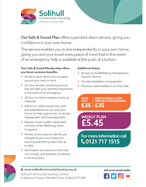 For £5.45 per week we provide a unique repsonder service for those who do not have family living locally to respond. If the alarm is activated with no response, a member of our team can be onsite within 45 mins- giving you #peaceofmind Call us to find out more 0121 717 1515