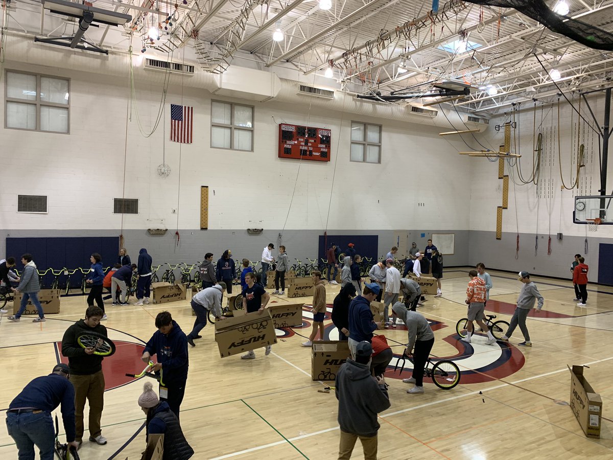 Amazing day honoring John Kirby as we build 60 bikes for 2nd graders at Doull Elementary