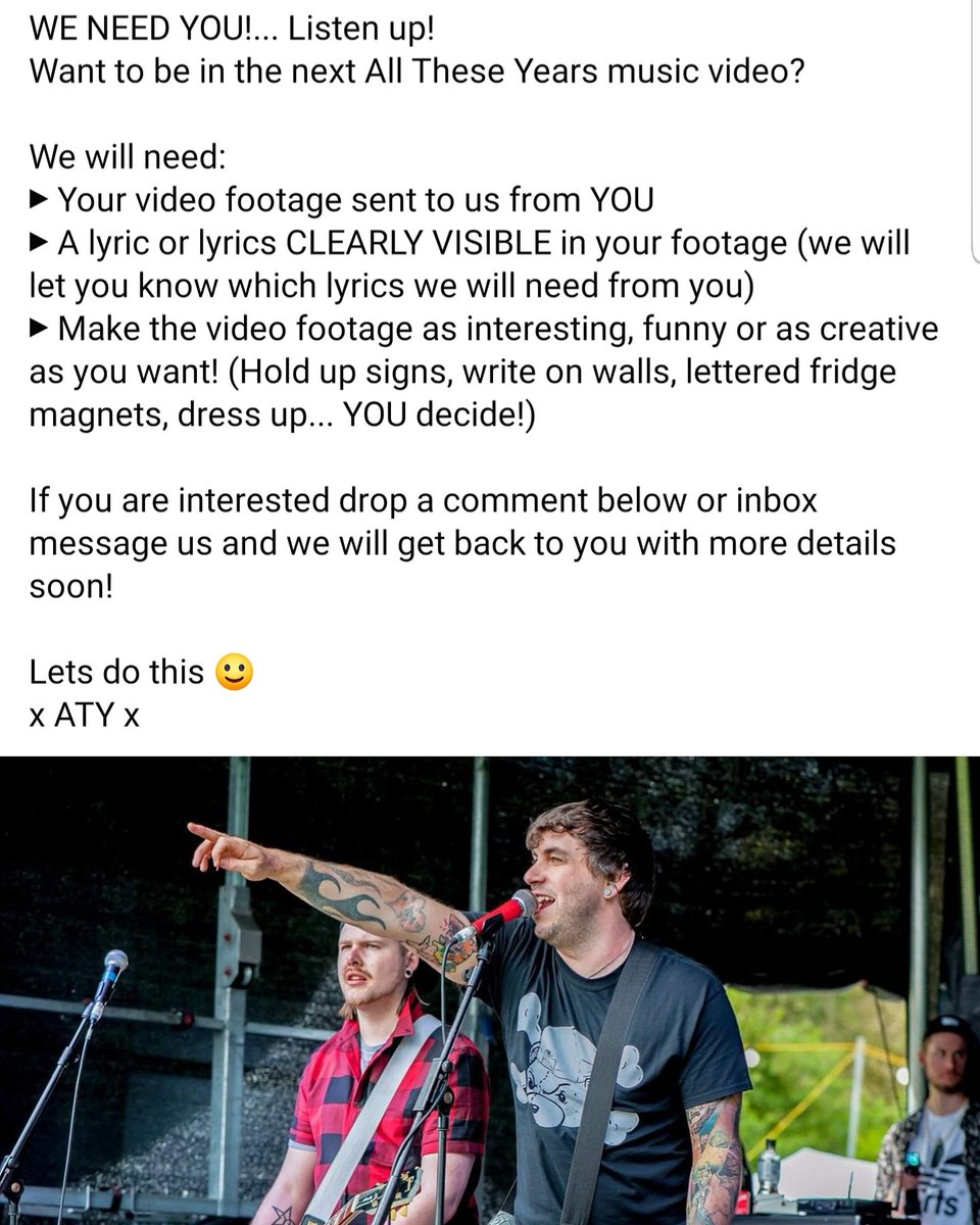 WE NEED YOU!
Wand to be in our next music video?
Lets do this! 🔥
#AllTheseYears #PopPunk #UKPopPunk #PositivelyNegative