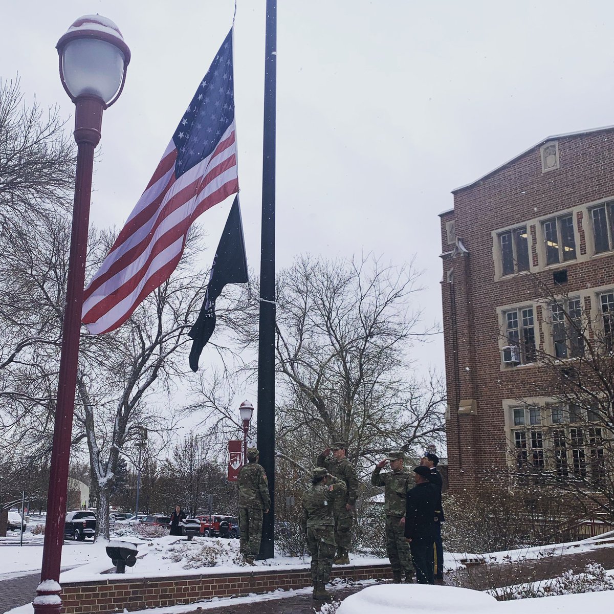 It was an honor this morning to watch DU color guard raise the USA and POW/MIA flags in honor of the work and sacrifices of this nation’s veterans. Visit the AAC at noon for our “Ask a Veteran” event. And thank you to everyone who has served and is serving in our armed forces.