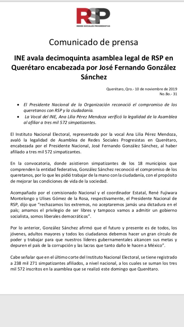 MorelosRsp's tweet image. #Exitosamente se llevó a cabo la #15AsambleaEstatal de RSP en Querétaro; estuvo encabezada por el Presidente Nacional Fernando González Sánchez quien agradeció a los asistentes por fortalecer el proyecto #YaNadieNosDetiene #RSPMorelosOficialPresente