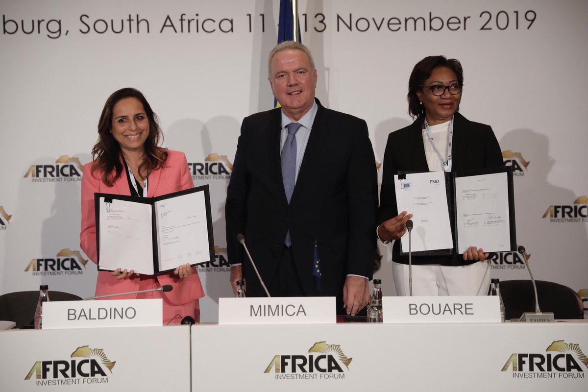 Neven Mimica (@mimicaeu) on Twitter photo Today we sign EUR 70 M agreement with <a href="/GruppoCDP/">Cassa Depositi e Prestiti</a> and <a href="/FMO_development/">FMO - Dutch entrepreneurial development bank</a> unlocking more than € 500 million investment in Africa. These agreements are part of the #EIP, one of the financial arms of the #AfricaEuropeAlliance. #AUEU #AfricaInvestmentForum ➡️ bit.ly/2O4zDrG Today we sign EUR 70 M agreement with <a href="/GruppoCDP/">Cassa Depositi e Prestiti</a> and <a href="/FMO_development/">FMO - Dutch entrepreneurial development bank</a> unlocking more than € 500 million investment in Africa. These agreements are part of the #EIP, one of the financial arms of the #AfricaEuropeAlliance. #AUEU #AfricaInvestmentForum ➡️ bit.ly/2O4zDrG