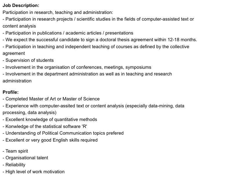 Olga Eisele (@olga_eisele) on Twitter photo 🚨Job alert🚨 Team <a href="/CompCommLab/">Computational Communication Science Lab (UNIVIE)</a> is looking for a new #predoc researcher!! Please apply by 27 November if you’re interested in #polcomm and use computational approaches in your research 👇🏾<a href="/ICASECAC/">ICA Student & Early Career Members</a> <a href="/ica_cm/">ICA Comp Methods</a> <a href="/poli_com/">APSA & ICA Political Communication Divisions</a> univis.univie.ac.at/ausschreibungs… 🚨Job alert🚨 Team <a href="/CompCommLab/">Computational Communication Science Lab (UNIVIE)</a> is looking for a new #predoc researcher!! Please apply by 27 November if you’re interested in #polcomm and use computational approaches in your research 👇🏾<a href="/ICASECAC/">ICA Student & Early Career Members</a> <a href="/ica_cm/">ICA Comp Methods</a> <a href="/poli_com/">APSA & ICA Political Communication Divisions</a> univis.univie.ac.at/ausschreibungs…