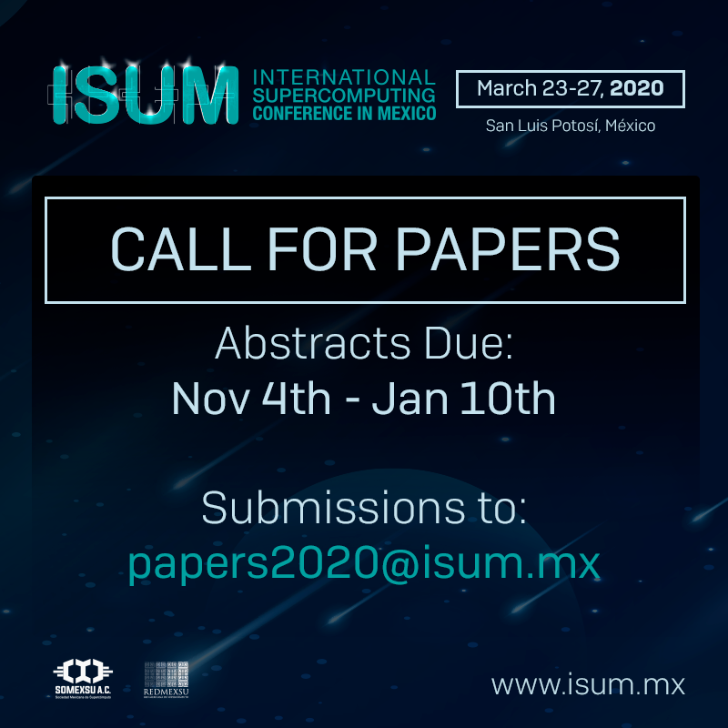 ISUM_SC's tweet photo. CALL FOR PAPERS ISUM 2020
Abstracts due: NOV 4th - Jan 10th
Submissions to papers2020@isum.mx

https://t.co/HEQtcClATb https://t.co/CU4iqXx3aC
