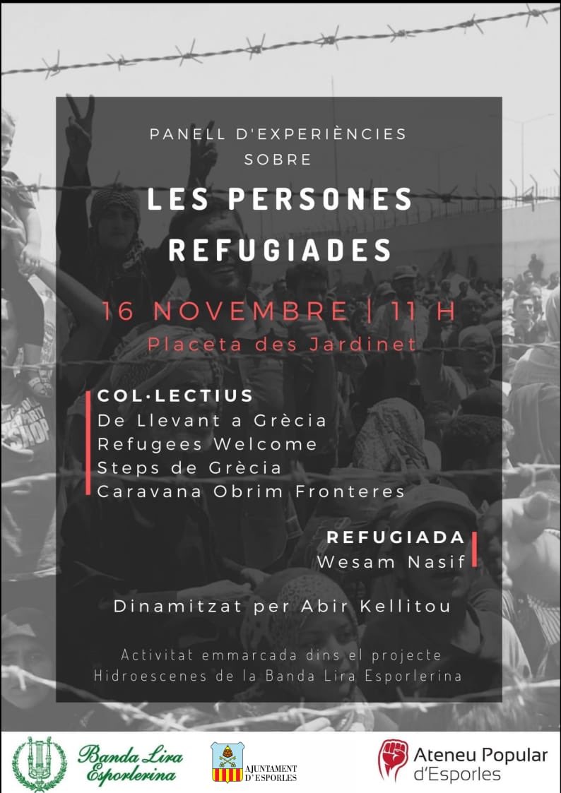 Dissabte a les 11h, els sense vot i sense paraula ( i les entitats que hi treballen) prenen la paraula.
Benvinguts a Esporles, refugiats!